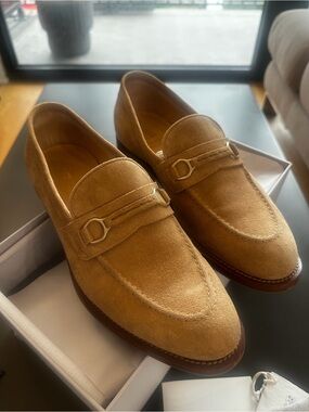 Brunello Cucinelli Suede Bit Loafers in Camel Brown